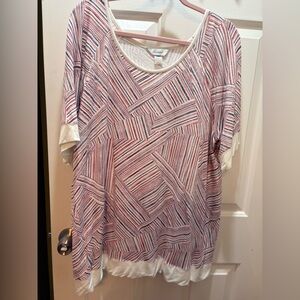 CJ Banks plus women’s Lush Red and White Geometric Blouse in a 1X